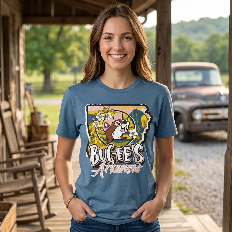 Buc-ee's Teal Arkansas Blossoms Tee