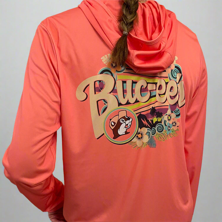 Buc-ee's Youth Performance Coral Hoodie Shirt
