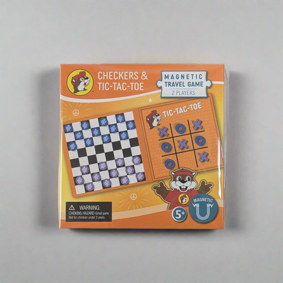Buc-ee's Magnetic Travel Game Checkers & Tic-Tac-Toe