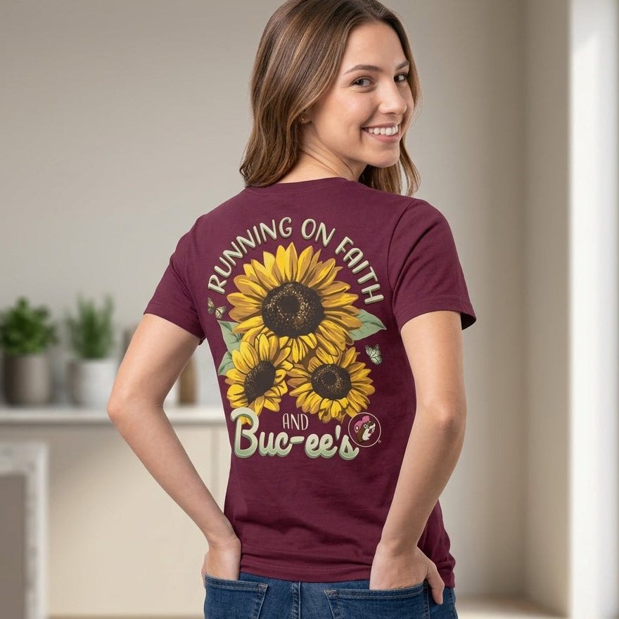 Buc-ee's "Running on Faith and Buc-ee's" Maroon Shirt