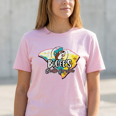 Buc-ee's South Carolina State Map Pink Shirt
