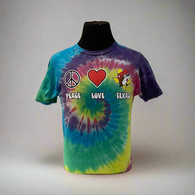 Buc-ee's Tie-Dye Peace, Love, Texas Shirt