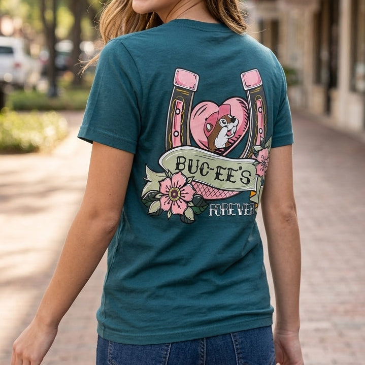 Buc-ee's Forever Teal Horseshoe Adult Shirt