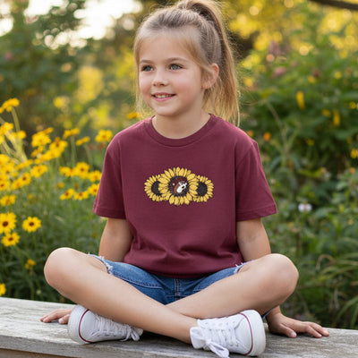Buc-ee's Youth "Sunflower Positivity" Maroon T-Shirt
