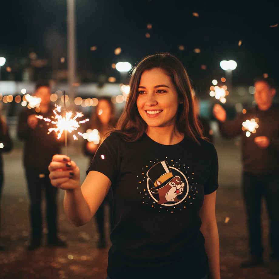 Buc-ee's Youth Sizes Only 2025 Glow-in-The-Dark New Years Shirt