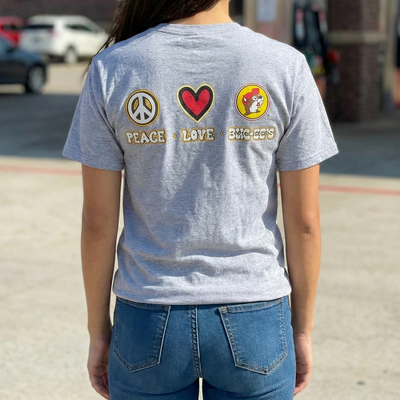 Buc-ee's Peace Love Buc-ee's Gray Shirt