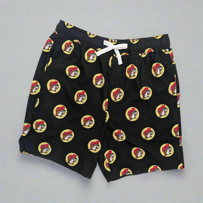 Buc-ee's Mens/Boys Black Logo Swim Trunks