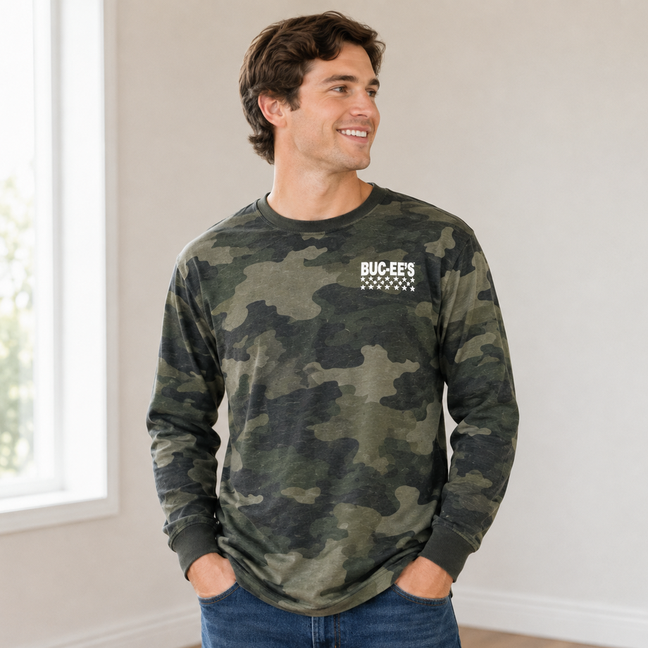 Buc-ee's Adult Long Sleeve Camo Shirt