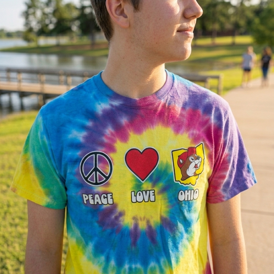 Buc-ee's Peace Love Ohio Tie Dye Shirt