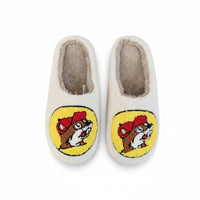 Buc-ee's White Sherpa Logo Slipper