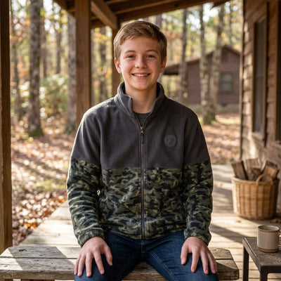 Buc-ee's Youth Camo Colorblock Fleece Jacket