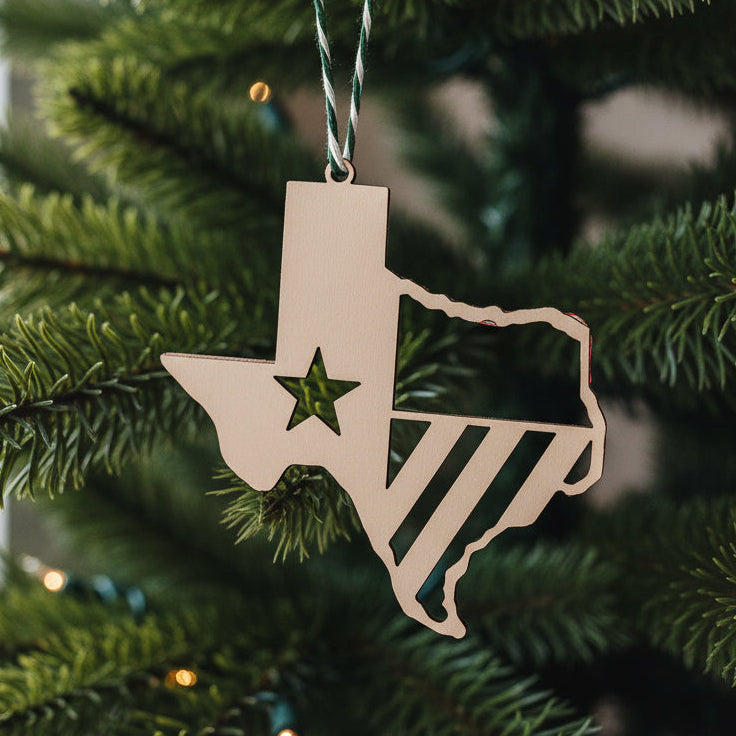 Hand-Crafted, Laser Cut, Texas Ornament