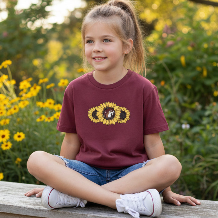Buc-ee's Youth "Sunflower Positivity" Maroon T-Shirt