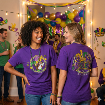 Buc-ee's "Let The Good Times Roll" Purple Mardi Gras T-Shirt