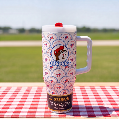 Buc-ee's American Bows & American Flags Fit 40 Pro Tumbler