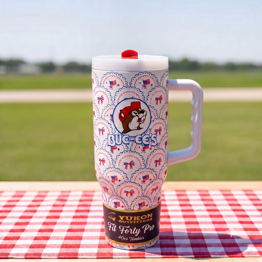 Buc-ee's American Bows & American Flags Fit 40 Pro Tumbler